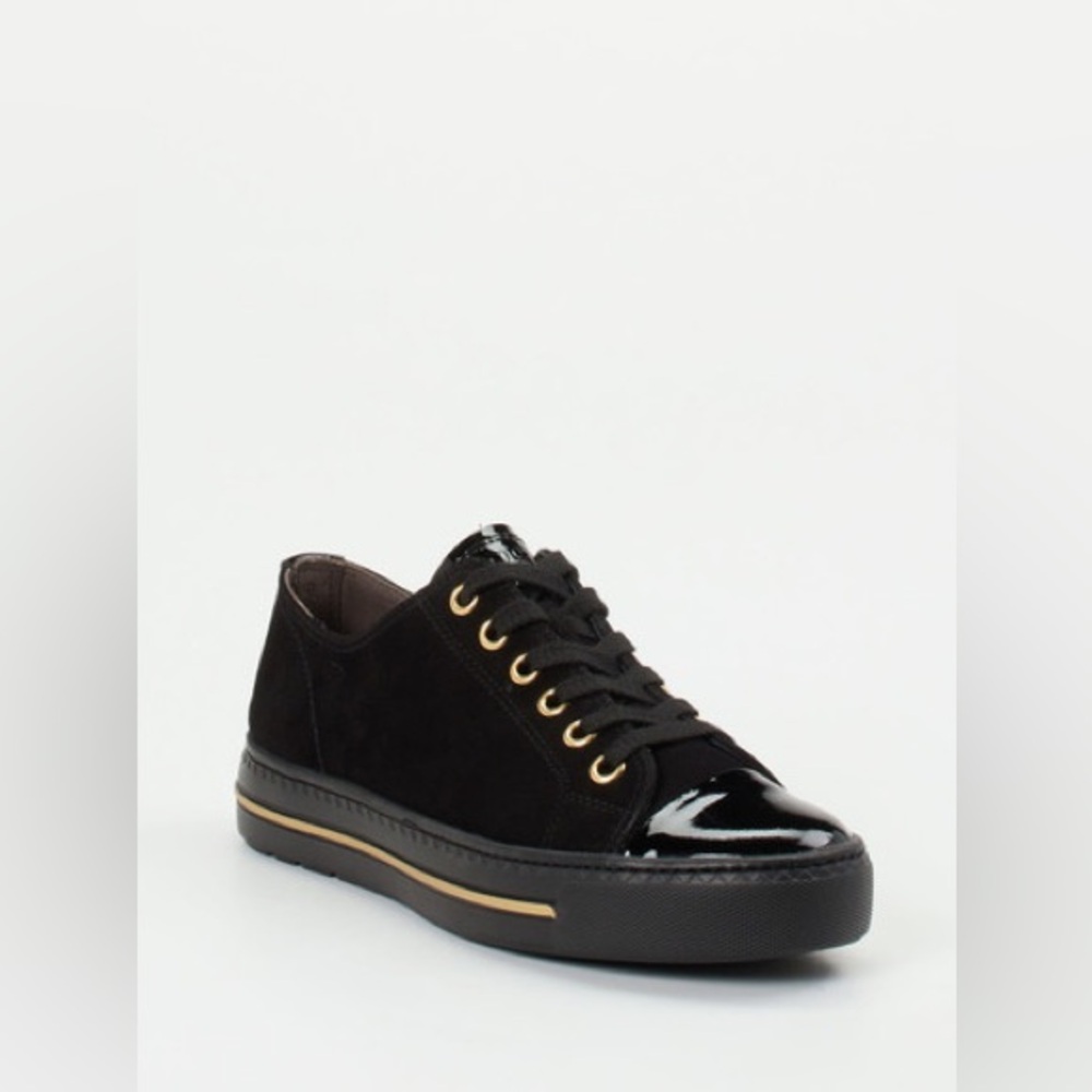 Paul Green Black Low-Top Sophie Sneakers with Gold Eyelets SZ UK 3.5/ US 6